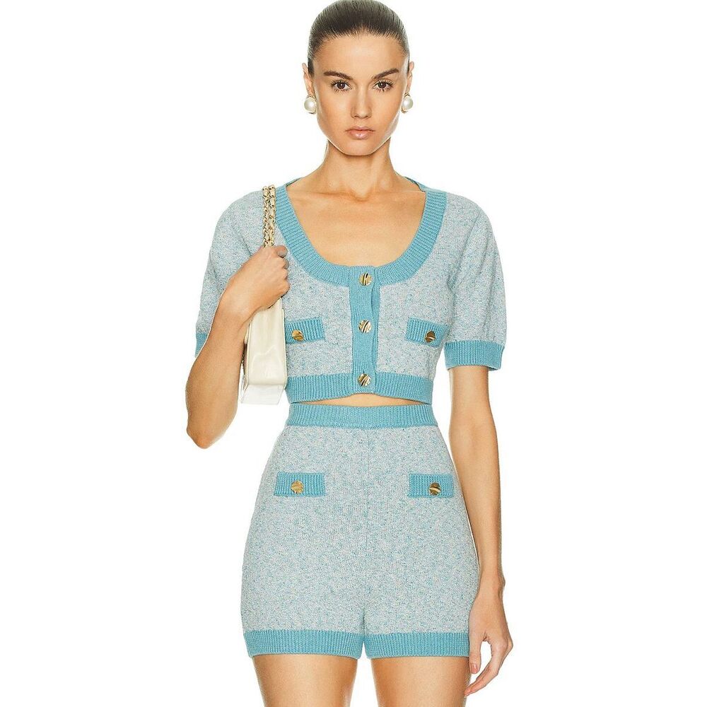 MATTHEW BRUCH Tweed Knit Apron Crop Top Size 4 New with Defect